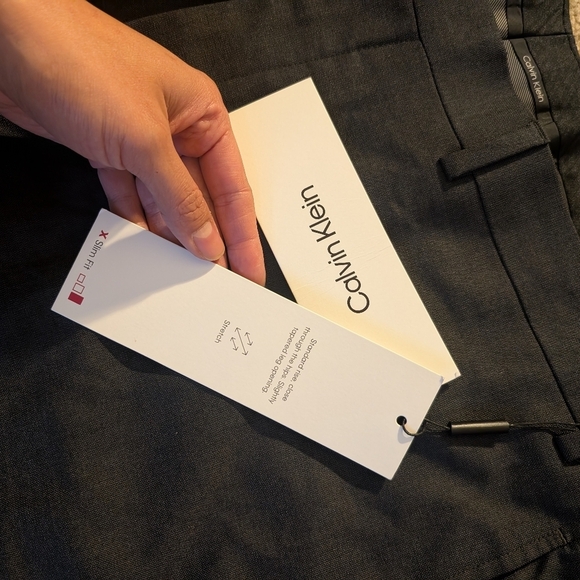 New With Tags Calvin Klein Slim Fit Dark Gray Mens Dress Pants Size 42W 30L - Picture 3 of 7